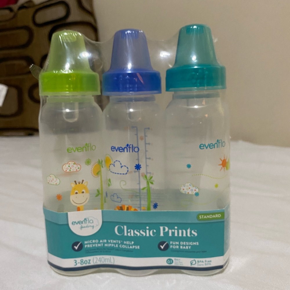 Evenflo bottles -classic print